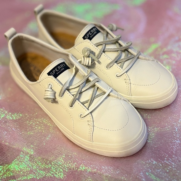 ⚓️Sperry Crest Vibe Leather Sneakers in All White - Picture 12 of 16